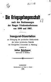 Cover of: Die kriegsgefangenschaft by Julius Beinhauer