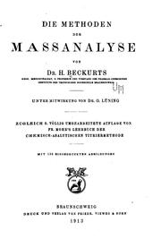 Cover of: methoden der massanalyse