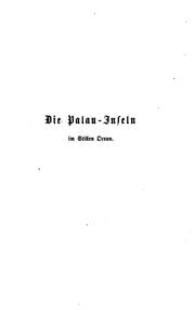 Cover of: Die Palau-inseln im Stillen ocean.