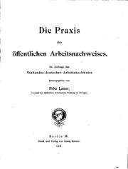 Cover of: praxis des öffentlichen arbeitsnachweises.