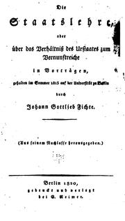 Cover of: Die staatslehre