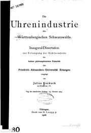 Die Uhrenindustrie des württembergischen Schwarzwalds .. by Julius Kuckuck