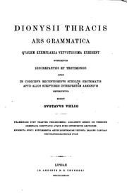 Cover of: Dionysii Thracis Ars grammatica qualem exemplaria by Dionysius Thrax