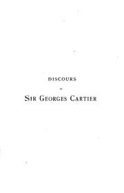 Cover of: Discours de Sir Georges Cartier
