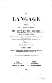 Cover of: Du langage: essai sur la nature et l'étude des mots et des langues