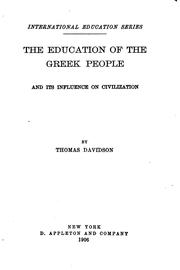 Cover of: The education of the Greek people and its influence on civilization