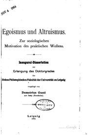Cover of: Egoismus und altruismus. by Gusti, Dimitrie