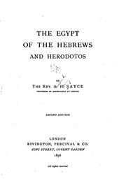 Cover of: The Egypt of the Hebrews and Herodotos by Archibald Henry Sayce