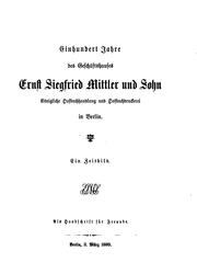 Cover of: Einhundert jahre des geschäfteshauses Ernst Siegfried Mittler und sohn