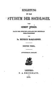 The study of sociology by Herbert Spencer