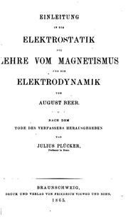 Cover of: Einleitung in die elektrostatik