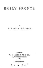Cover of: Emily Brontë. | Agnes Mary Frances Robinson