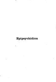 Cover of: Epipsychidion. by Stanisław Przybyszewski