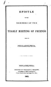Cover of: Epistle to the members of the Yearly meeeting of Friends held in Philadelphia.