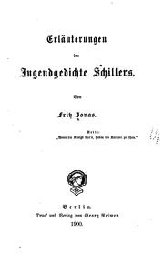 Cover of: Erläuterungen der jugendgedichte schillers.