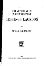 Cover of: Erlänterungen und kommentar zu Lessins Laokoon. by Schmarsow, August