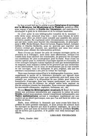 Cover of: Essai de classement d'une bibliographie générale de la musique.