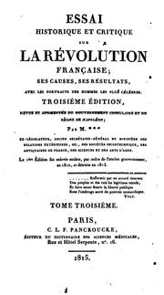 Cover of: Essai historique et critique sur la révolution française: ses causes, ses résultats