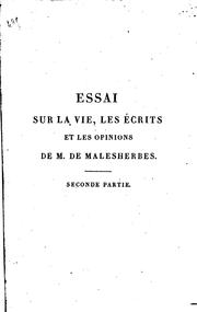 Cover of: Essai sur la vie, les écrits et les opinions de M. de Malesherbes