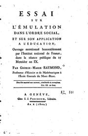 Cover of: Essai sur l'émulation dans l'ordre social