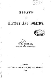 Cover of: Essays upon history and politics. | Thomas Edward Kebbel