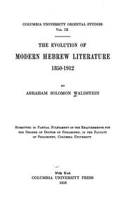 Cover of: The evolution of modern Hebrew literature, 1850-1912 by A. S. Waldstein, A. S. Waldstein