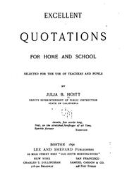 Cover of: Excellent quotations for home and school ...