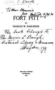 Cover of: Fort Pitt by Charles William Dahlinger