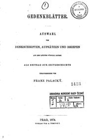 Cover of: Gedenkblätter. by Palacký, František