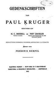 Cover of: Gedenkschriften van Paul Kruger, gedicteerd aan H. C. Bredell ...: en Piet Grobler ...