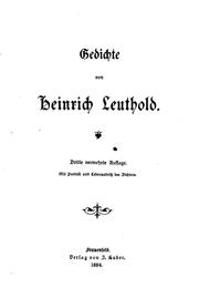 Cover of: Gedichte von Heinrich Leuthold. by Leuthold, Heinrich