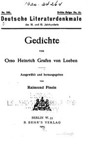 Cover of: Gedichte von Otto Heinrich grafen von Loeben