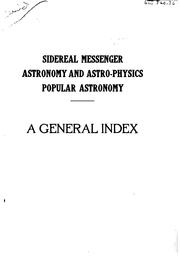 Cover of: General index to Sidereal messenger