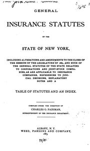 Cover of: General insurance statutes of the state of New York