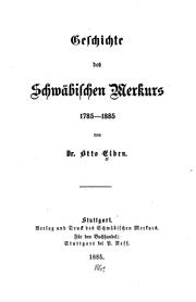 Cover of: Geschichte des Schwäbischen Merkurs 1785-1885