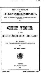 Cover of: Goethes 'Werther' in der niederländischen literatur.