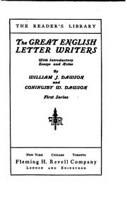 Cover of: The great English letter writers: with introductory essays and notes