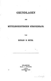Cover of: Grundlagen des mittelhochdeutschen Strophenbaus.