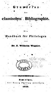 Cover of: Grundriss der classischen bibliographie.