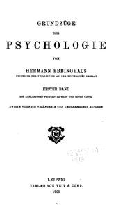 Cover of: Grundzüge der psychologie by Hermann Ebbinghaus