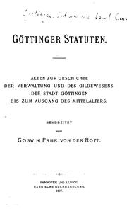 Cover of: Göttinger Statuten. by Göttingen.