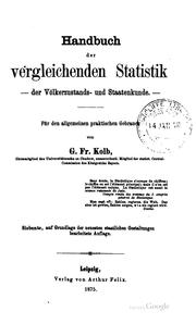 Cover of: Handbuch der vergleichenden statistik der völkerzustands- und staatenkunde.