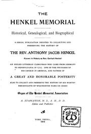 Cover of: The Henkel memorial, historical, genealogical, and biographical by Henkel memorial association