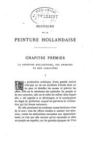 Cover of: Histoire de la peinture hollandaise