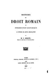 Cover of: Histoire du droit romain