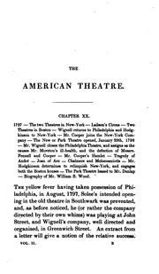 Cover of: A history of the American theatre.