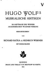 Cover of: Hugo Wolf's musikalische kritiken