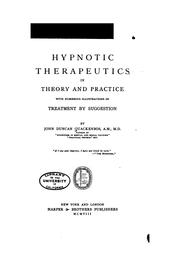 Cover of: Hypnotic therapeutics in theory and practice