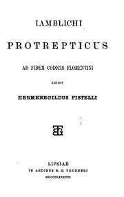 Cover of: Protrepticus by Iamblichus