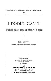I dodici canti, epopée romanesque du XVIe siècle by Ferdinand Castets
